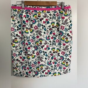 Boden Floral Print Cotton-Blend Pencil Skirt White, Pink & Teal Size 10P Spring